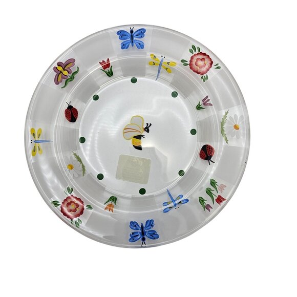 Lenox Natures Splendor Glass Dessert Plates 4 Hand-Painted Floral Insect Design - Picture 8 of 15